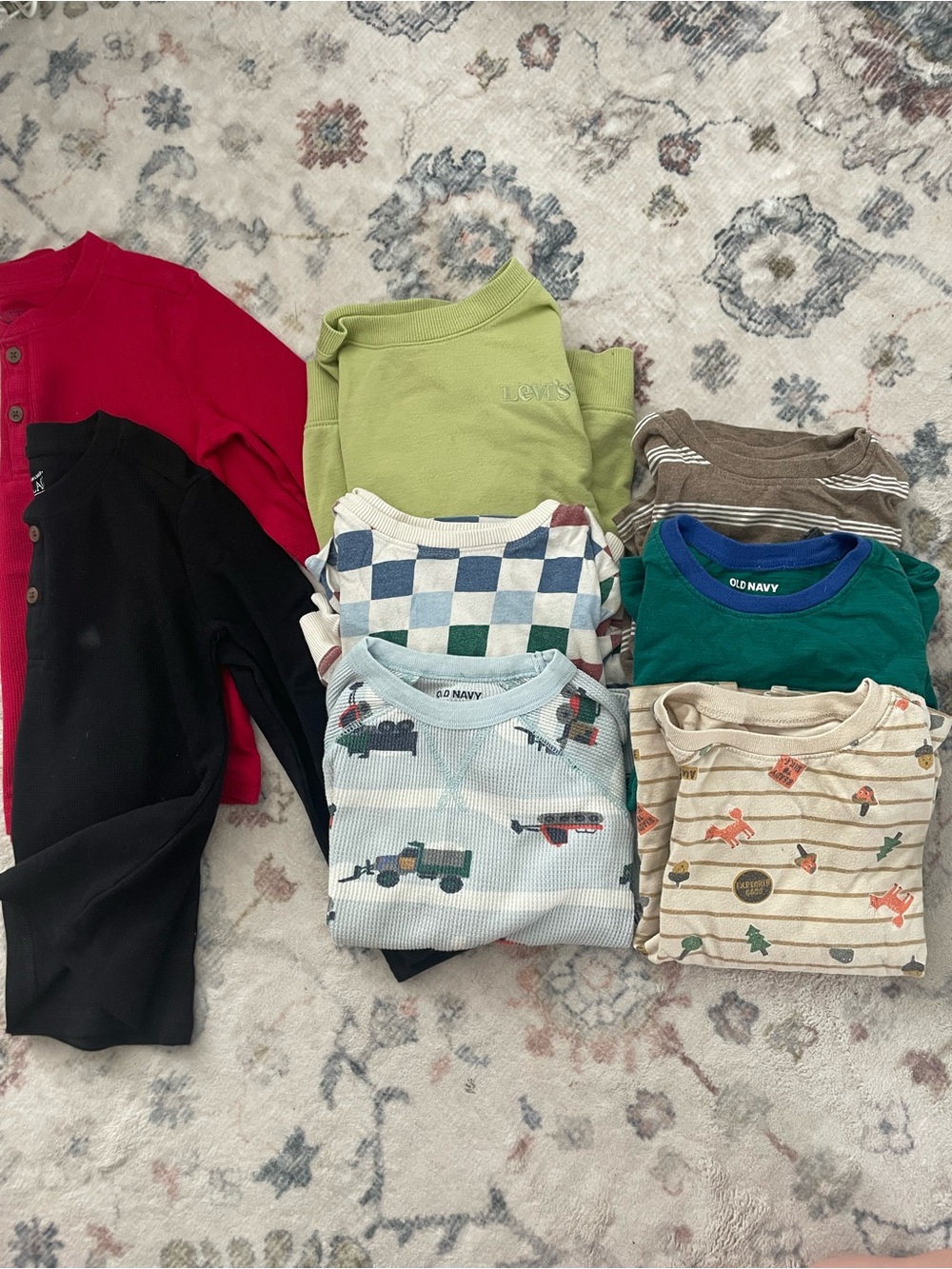 Old Navy Green & Blue Crewneck Long Sleeve Tee Set